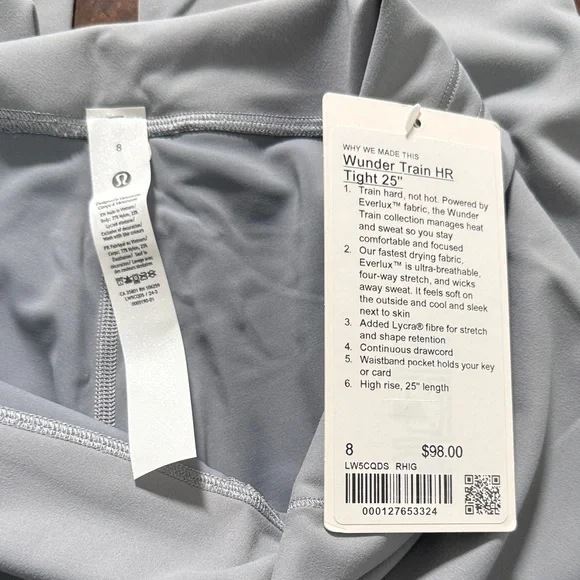 Lululemon Soft Gray Wunder Train HR Tight 25” Leggings NWT - Picture 5 of 5